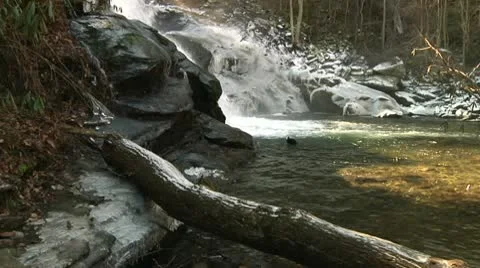 Winter Waterfall with Ice Stockbeeldmateriaal 10595330