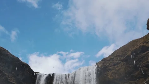 Winter waterfall in Iceland clsoe-up Stock Footage 89809092