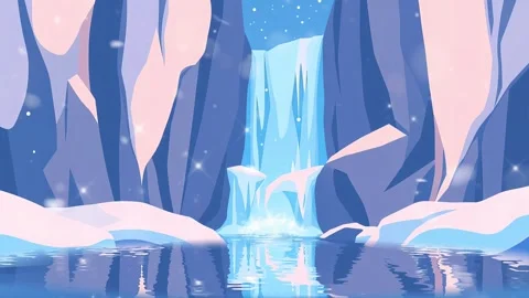 Winter Waterfall: Light, Mountains, Ice, Cold and Peace is Here Video stock 306825465