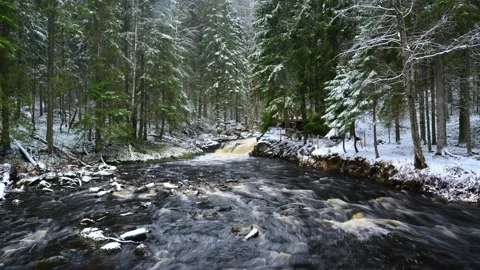 Winter waterfall Republic Stock Footage 144665242
