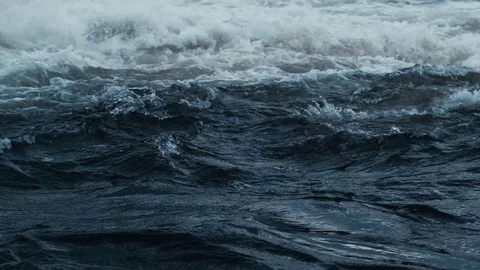 Winter waterfall river close up in slow motion. Crystal water in the mountains. Stock Footage 109161759