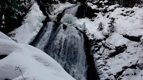 Winter Waterfall Slow Motion Stock Footage 170303376