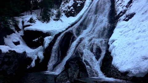 Winter Waterfall Slow Motion Stock Footage 170304009