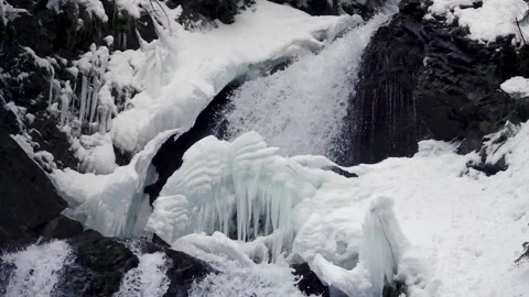 Winter Waterfall Slow Motion 스톡 동영상 220736771