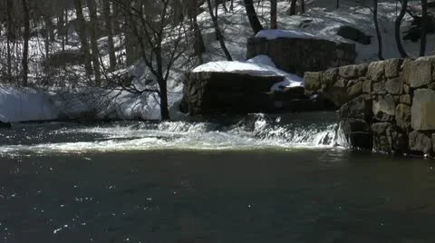 Winter Waterfall Stream 2 Stock Footage 21442066