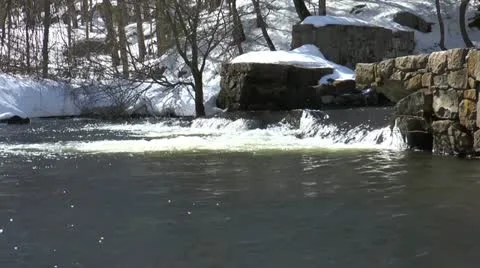 Winter Waterfall Stream Stock Footage 21442203