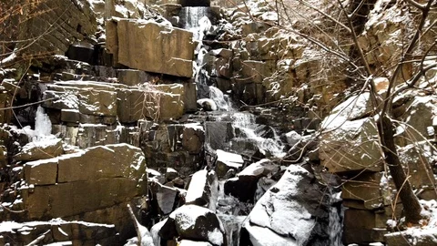 Winter Waterfall Time Lapse Stock Footage 101403567