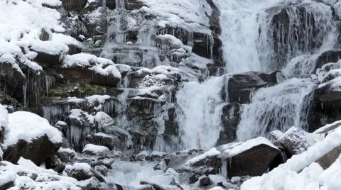 Winter waterfalls in the mountains Video stock 59442432