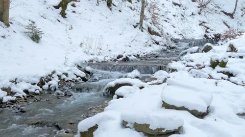 Winter waterfalls in the mountains Video stock 59874541