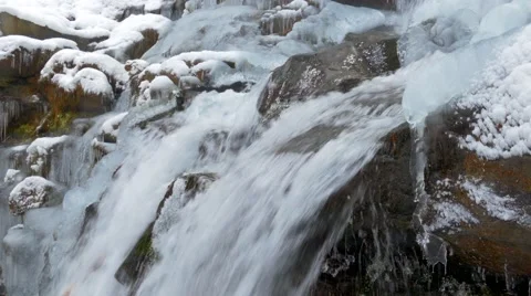 Winter waterfalls in the mountains Video stock 60253006
