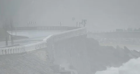 Winter waves breaking in the North Coast of Spain 4K Stock Footage 112421606