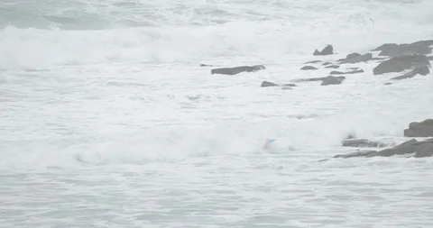 Winter waves breaking in the North Coast of Spain 4K Stock Footage 112421761