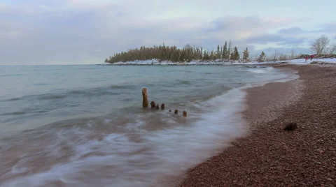 Winter Waves on Lake Superior Stock Footage 63105873