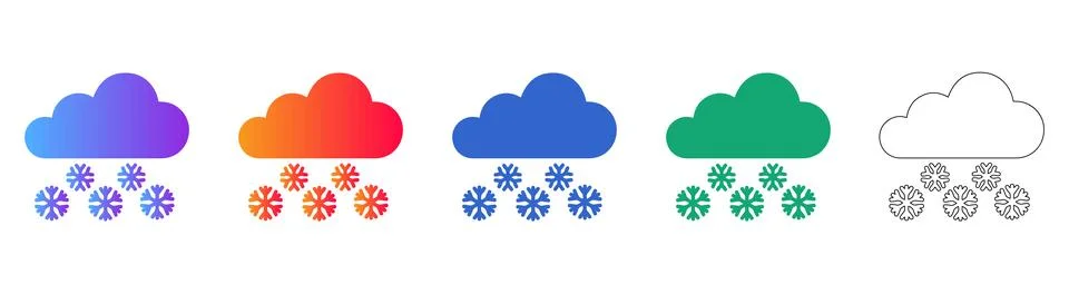 Winter Weather Cloud and Snowfall Icons Stockillustratie