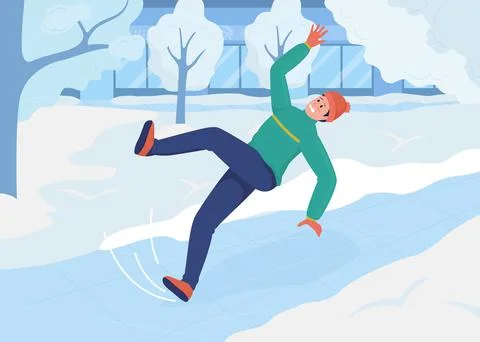 Winter weather problem flat color vector illustration 스톡 일러스트