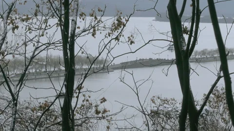 Winter, West Lake, Broken Bridge Scenic Area Stock Footage 166363282