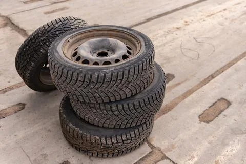 Winter wheels from the car Stock Photos