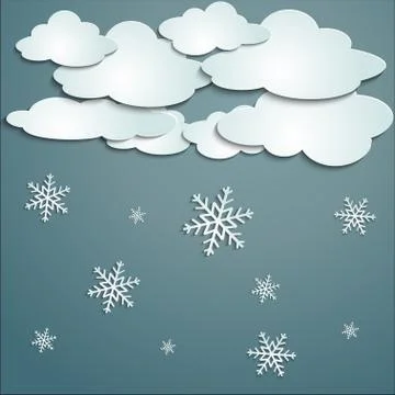 Winter with white clouds Stock Illustration