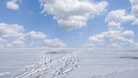 Winter white plain time lapse scene Stock Footage 281655701
