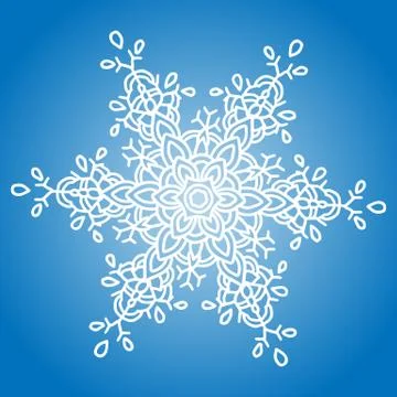 Winter white snowflake on blue background. Christmas element. Vector Stock Illustration
