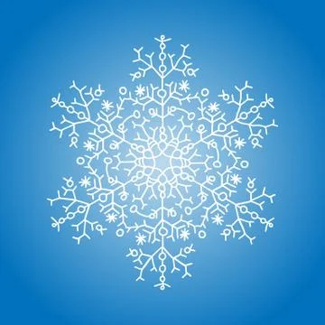 Winter white snowflake on blue background. Christmas element. Vector Stock Illustration