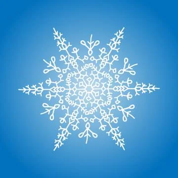 Winter white snowflake on blue background. Christmas element. Vector Stock Illustration