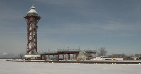 WINTER WIDE SHOT BAYFRONT TOWER CLEARDAY 4K. Stock Footage 302488488
