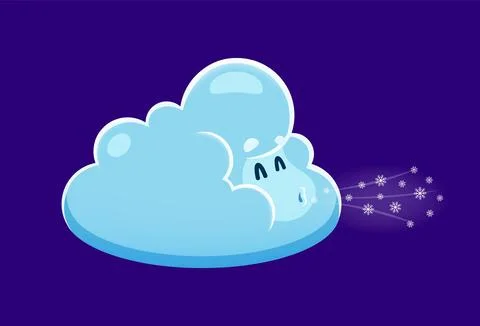 Winter wind cloud cartoon funny weather character Stock Illustration