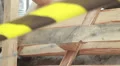 Winter wind yellow tape barbed wire, do not cross sign HD Footage