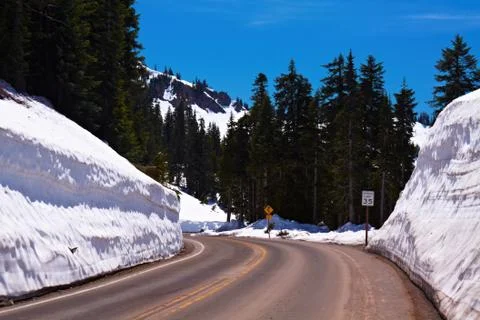 Winter winding road Stock Photos