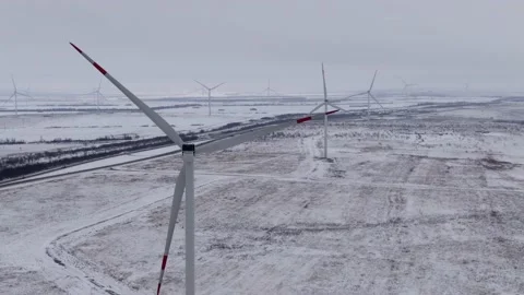 Winter windmill mooving close up Stock Footage 157485128