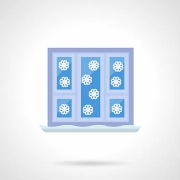 Winter window flat color vector icon Illustrazione stock