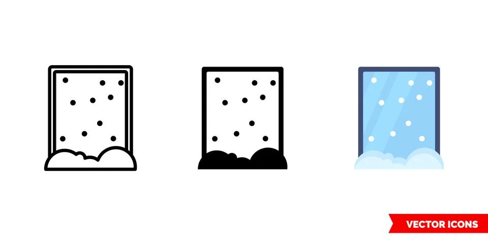 Winter window icon of 3 types. Isolated vector sign symbol. Stock Illustration