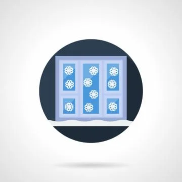 Winter window round flat vector icon Stock Illustration