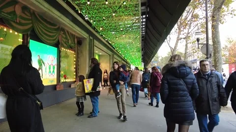 Winter window shopping in Paris Stock Footage 221232813