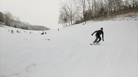 Winter Wipe Out on Snowboard Stock Footage 62892005