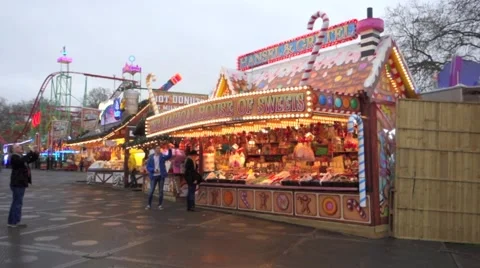 Winter Wonderland Fairground in Central London Video stock 59696390