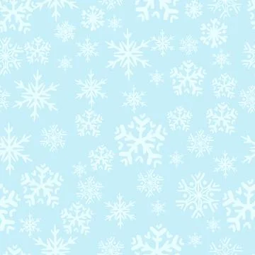 Winter Wonderland Seamless Snowflake Pattern Elegant Light Blue Background .. Illustrazione stock