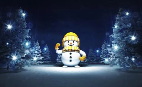 Winter woods with snowmen Stock Illustration