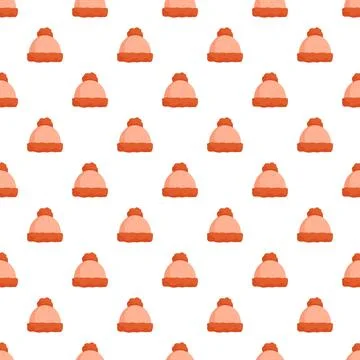 Winter wool beanie hat seamless pattern background Illustrazione stock