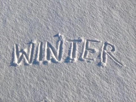 Winter Word In the Snow Stock Photos