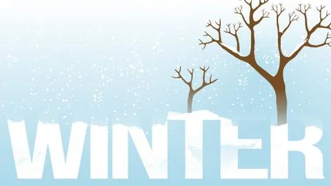 Winter Word with Trees and Falling Snow - Vector Illustration Stock Illustration