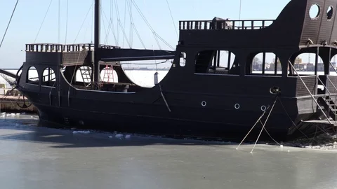 Winter yacht Stock Footage 79858990