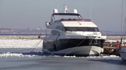 Winter yacht Stock Footage 79859043