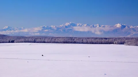 Winter in the Yubari Mountains Video stock 332235616