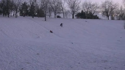 Winter.Kids winter sledding hill. Stock-Footage 22425698