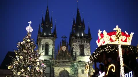 Winter's night in Prague Stock Footage 24645514