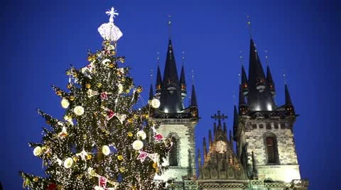 Winter's night in Prague Stock Footage 24646799