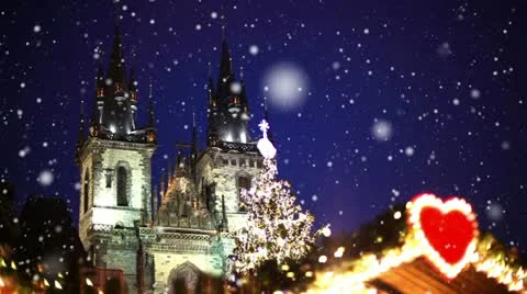 Winter's night in Prague Stock Footage 24647960