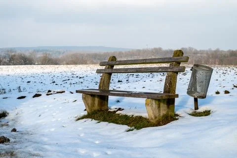 Winter's Quiet Bench Stock Photos